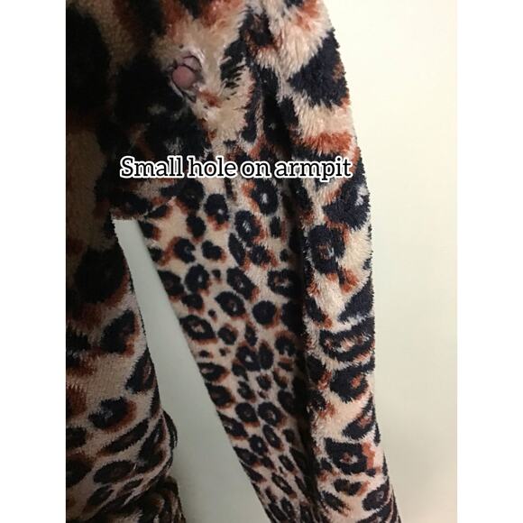 Faded Glory Leopard Print Fleece Robe Sz. Large 12/14 Brown/Black - Picture 8 of 9